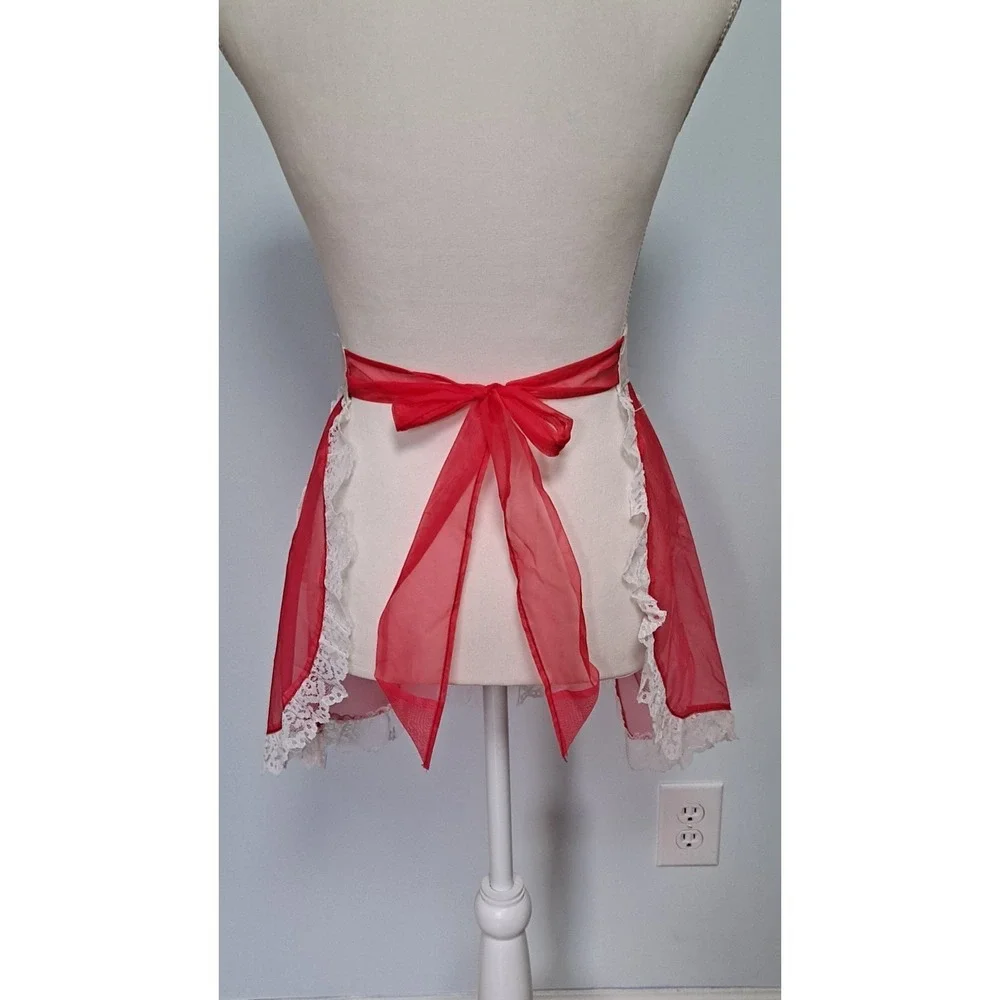 Vintage Apron 1950's Style Half Apron‎ Floral Sheer Lace
